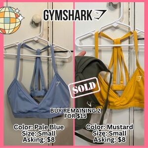 Gymshark Strappy Sports Bra in Blue and Mustard
